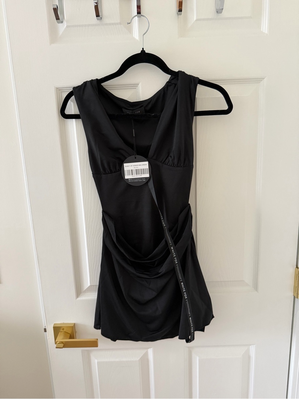 White Fox Boutique Black Draped Mini Dress